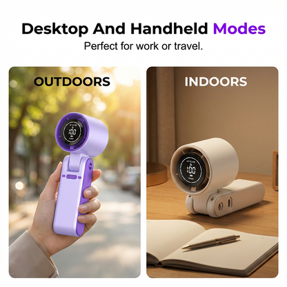 Portable Handheld Fan with LED Digital Display