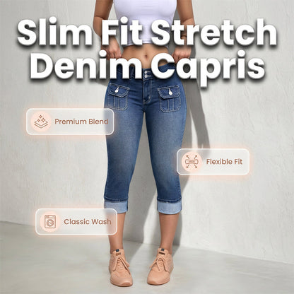 🔥Hot Sale Offers-Women's Slim Fit Stretch Denim Capri Pants