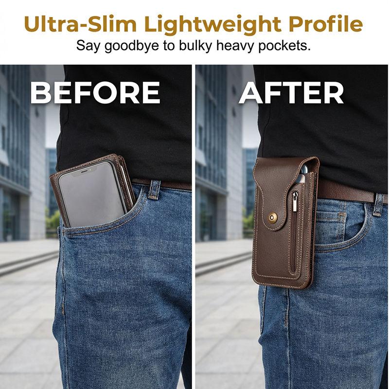 Men's Vertical Waist Bag Phone Pouch
