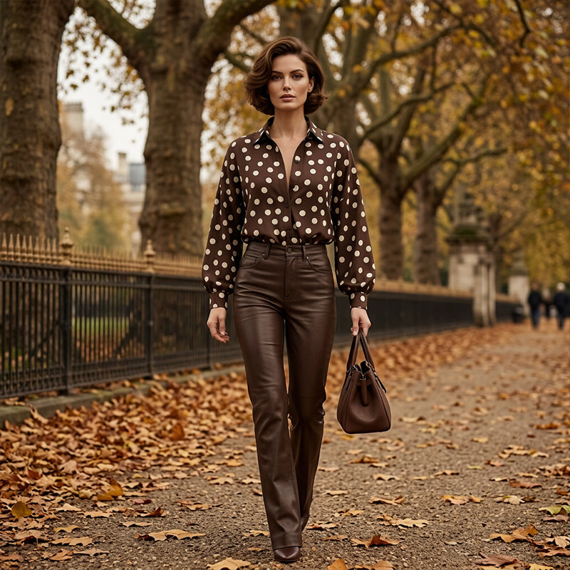 👚 50% OFF NOW! 🌼 Women's Polka Dot Shirt with Puff Sleeves – Lightweight, Breathable & Versatile 🎀