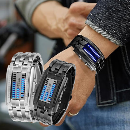 ⌚ LIMITED-TIME 50% OFF! ✨ Men's Binary LED Watch – Stainless Steel, Blue Light, Sporty, Water-Resistant, Modern ⚡