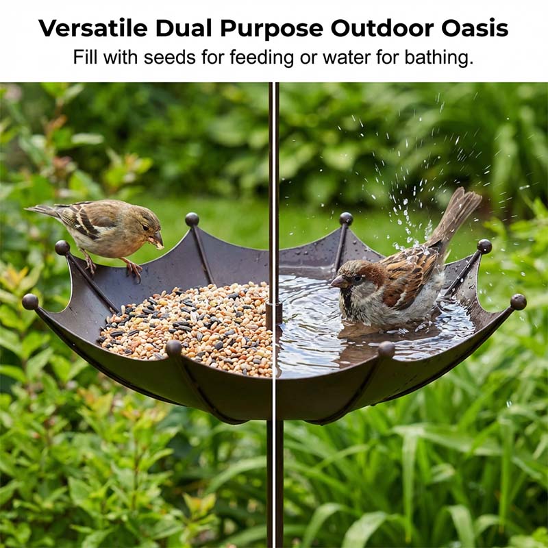 🐦 LIMITED-TIME 50% OFF! ✨ Hanging Umbrella Bird Feeder & Bath – Dual-Use, Rust-Resistant, Vintage Garden Decor ☂️