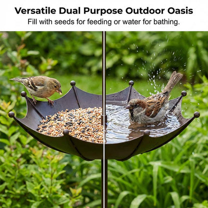 🐦 LIMITED-TIME 50% OFF! ✨ Hanging Umbrella Bird Feeder & Bath – Dual-Use, Rust-Resistant, Vintage Garden Decor ☂️