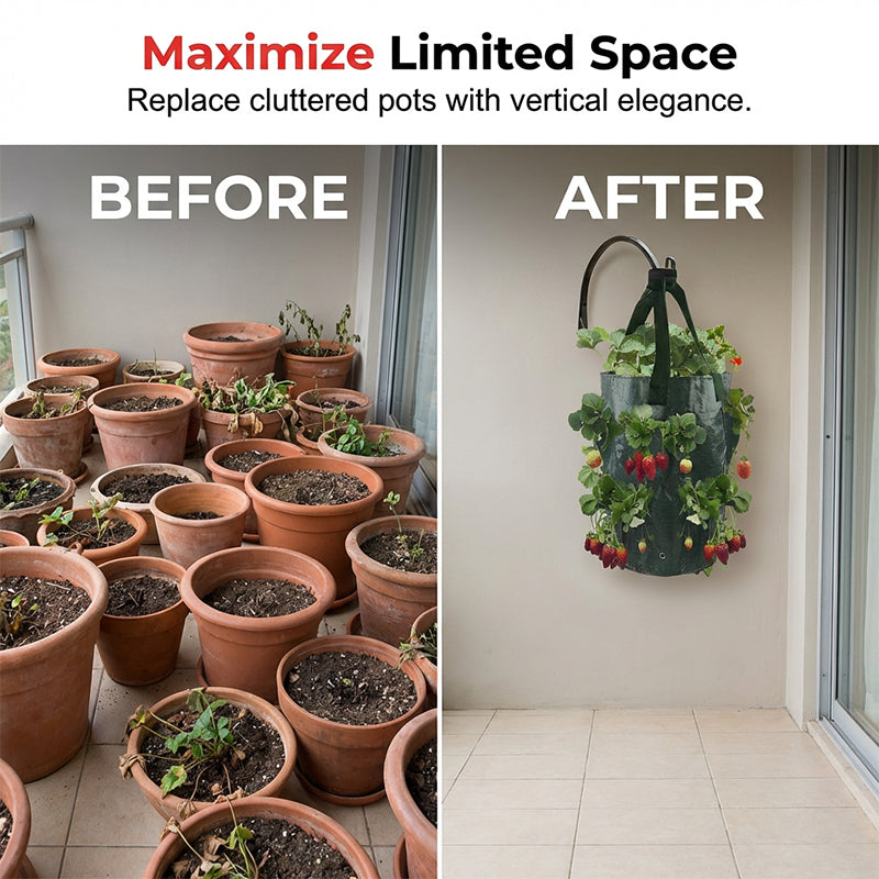 💥✨Limited-time 50% Off Special Offer🌞Hanging Strawberry Planter Bag with Side Pockets