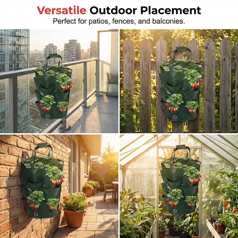 💥✨Limited-time 50% Off Special Offer🌞Hanging Strawberry Planter Bag with Side Pockets