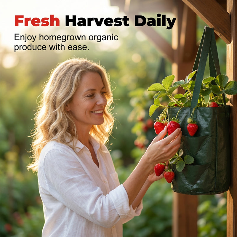 💥✨Limited-time 50% Off Special Offer🌞Hanging Strawberry Planter Bag with Side Pockets