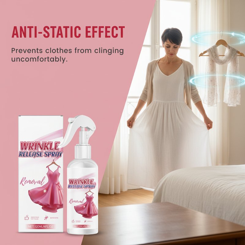 ⏰🔥LIMITED-TIME OFFER! ⚡ Instant Static Guard & Wrinkle Release Spray – Smooth, Fresh & Ready to Wear ✨