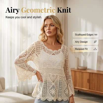 👚 50% OFF NOW! 🔥 Women's Vintage-Inspired Lace Cover-Up Blouse – 2026 New Style – Elegant, breathable & perfect for layering 🌸