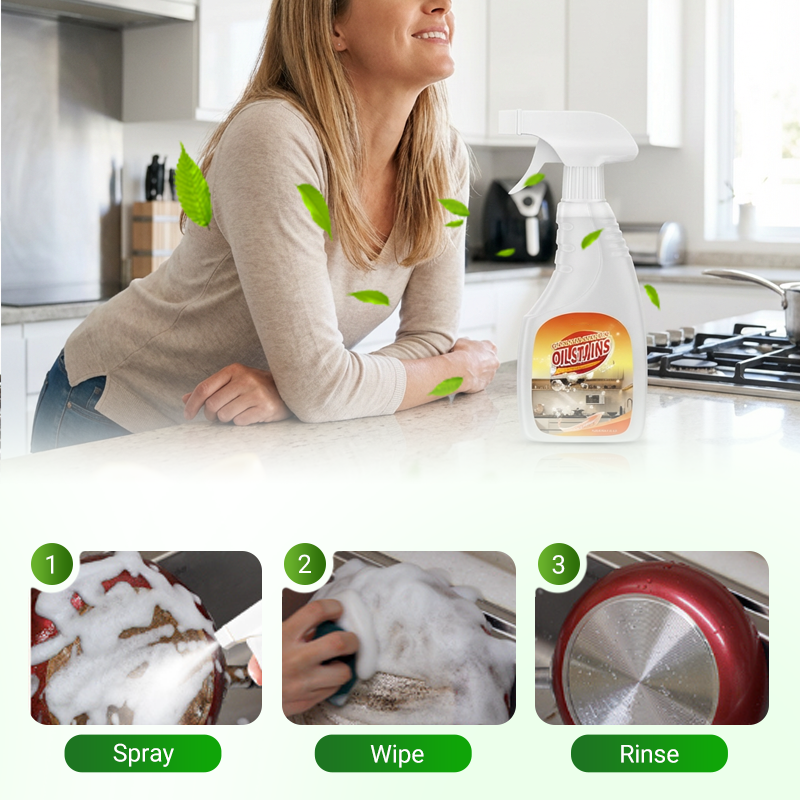 🧼New Multi-purpose High-efficiency Cleaner,kitchen degreaser with Nozzle,grease cleaner for Kitchen, Oven, Stove, Range Hood, etc. Cleaning