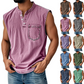 Retro Style Sleeveless T-Shirt with Three Buttons
