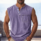 Retro Style Sleeveless T-Shirt with Three Buttons