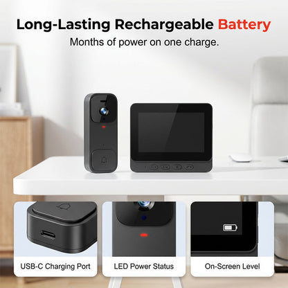 🏠⚡ LIMITED TIME 50% OFF! Smart Video Doorbell with 4.3" Display – Real-Time Monitoring & Two-Way Talk 🏡💖