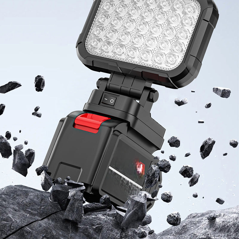 ⏳50% OFF!💡180° Rotatable LED Work Light – With Dual USB Power Bank Function – Rugged & Cordless – Universal Battery Compatibility – For Garage, Construction & Camping