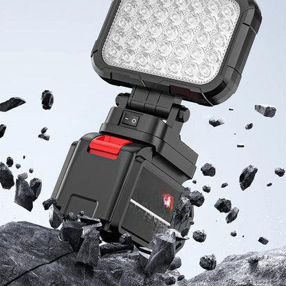 ⏳50% OFF!💡180° Rotatable LED Work Light – With Dual USB Power Bank Function – Rugged & Cordless – Universal Battery Compatibility – For Garage, Construction & Camping