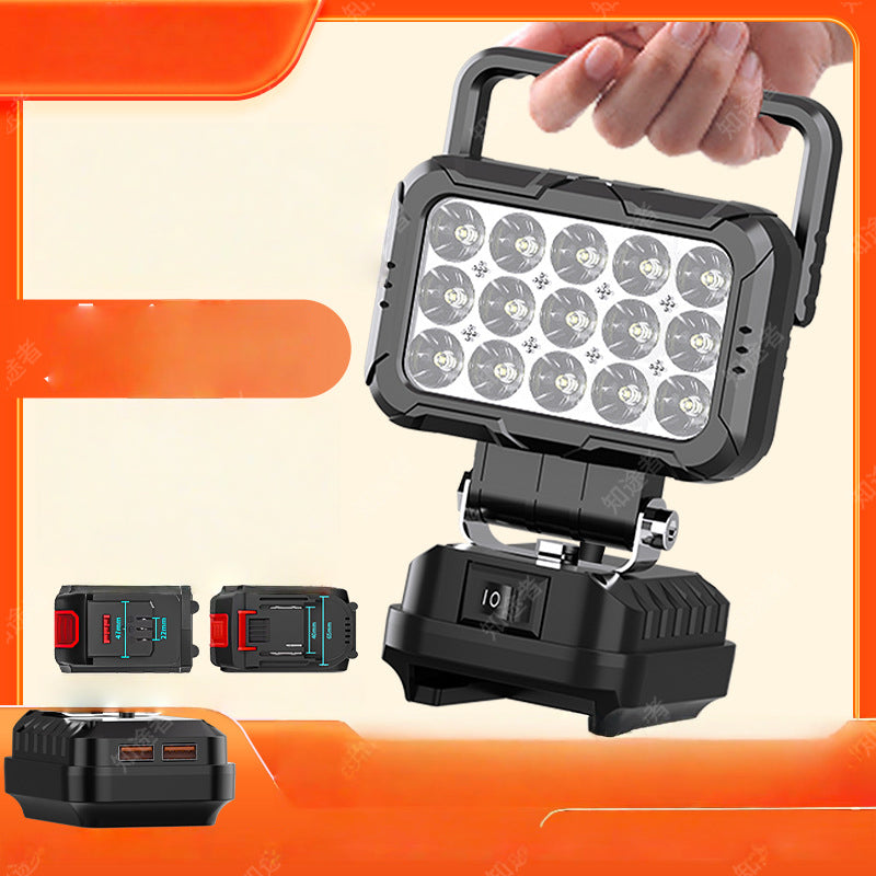 ⏳50% OFF!💡180° Rotatable LED Work Light – With Dual USB Power Bank Function – Rugged & Cordless – Universal Battery Compatibility – For Garage, Construction & Camping
