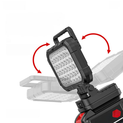 ⏳50% OFF!💡180° Rotatable LED Work Light – With Dual USB Power Bank Function – Rugged & Cordless – Universal Battery Compatibility – For Garage, Construction & Camping