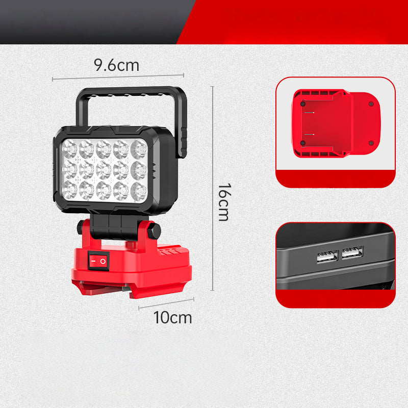 ⏳50% OFF!💡180° Rotatable LED Work Light – With Dual USB Power Bank Function – Rugged & Cordless – Universal Battery Compatibility – For Garage, Construction & Camping