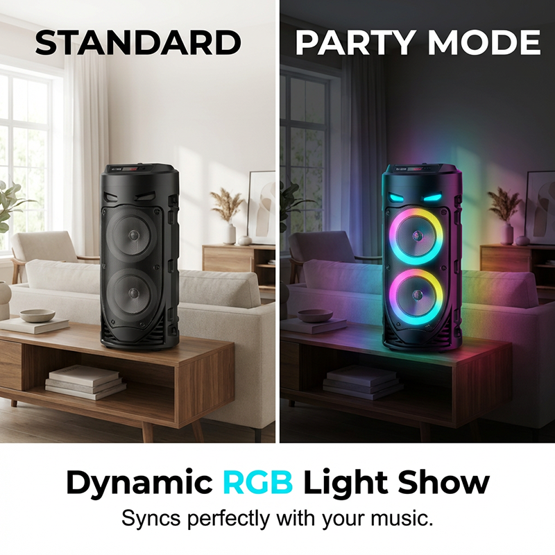 🥳2026 HOT SALE🥳💞🔊 50% OFF! Portable Bluetooth Speaker with Mic – 16W loud sound, RGB lights & wired microphone.