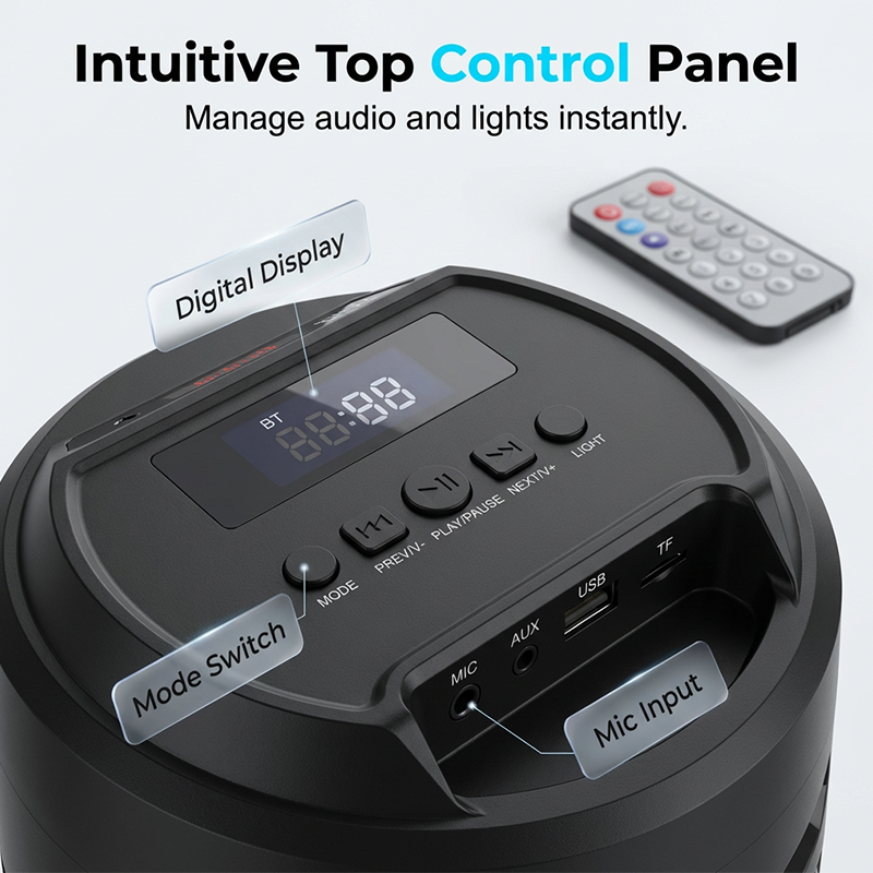 🥳2026 HOT SALE🥳💞🔊 50% OFF! Portable Bluetooth Speaker with Mic – 16W loud sound, RGB lights & wired microphone.