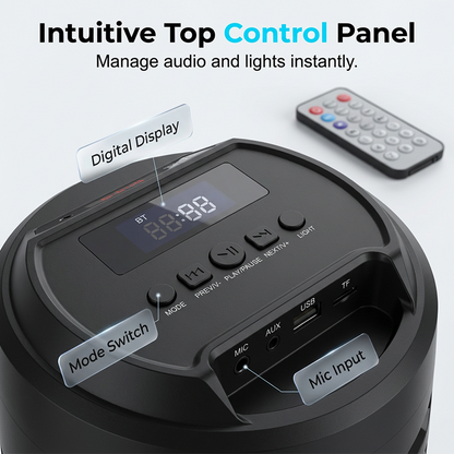 🥳2026 HOT SALE🥳💞🔊 50% OFF! Portable Bluetooth Speaker with Mic – 16W loud sound, RGB lights & wired microphone.