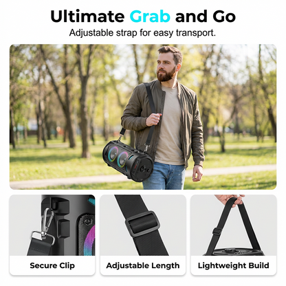 🥳2026 HOT SALE🥳💞🔊 50% OFF! Portable Bluetooth Speaker with Mic – 16W loud sound, RGB lights & wired microphone.