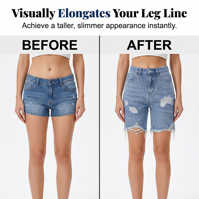 🔥Women's Ripped High-Waist Denim Bermuda Shorts