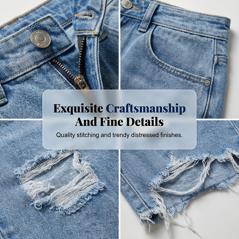 🔥Women's Ripped High-Waist Denim Bermuda Shorts