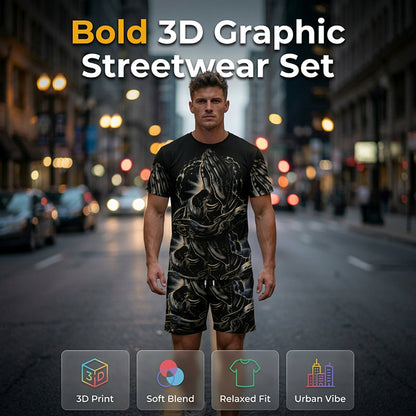 👕 LIMITED-TIME 50% OFF! ✨ Men's 2-Piece Set – Print T-Shirt & Shorts, Casual, Breathable 🏃‍♂️