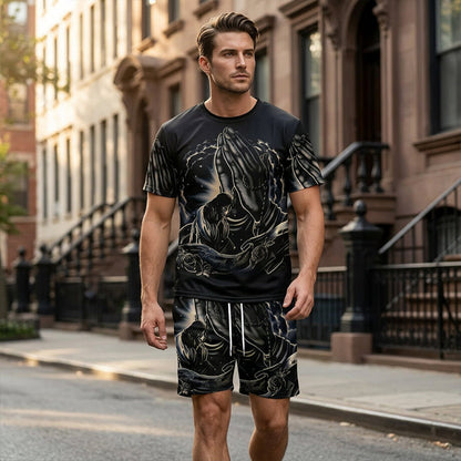 👕 LIMITED-TIME 50% OFF! ✨ Men's 2-Piece Set – Print T-Shirt & Shorts, Casual, Breathable 🏃‍♂️