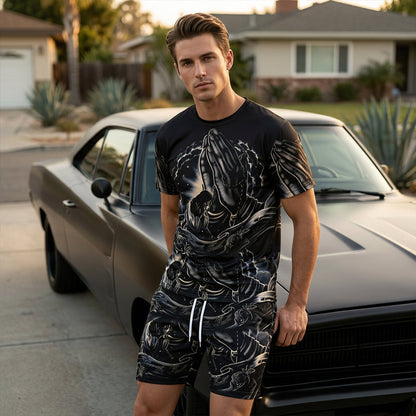 👕 LIMITED-TIME 50% OFF! ✨ Men's 2-Piece Set – Print T-Shirt & Shorts, Casual, Breathable 🏃‍♂️
