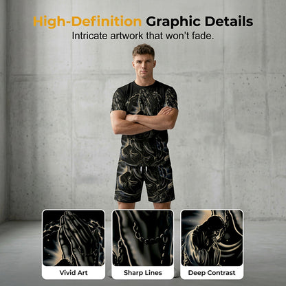 👕 LIMITED-TIME 50% OFF! ✨ Men's 2-Piece Set – Print T-Shirt & Shorts, Casual, Breathable 🏃‍♂️