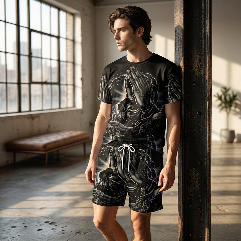 👕 LIMITED-TIME 50% OFF! ✨ Men's 2-Piece Set – Print T-Shirt & Shorts, Casual, Breathable 🏃‍♂️