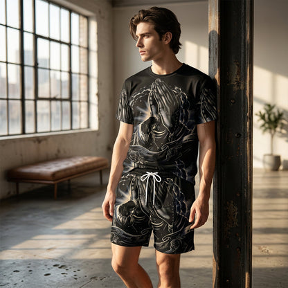 👕 LIMITED-TIME 50% OFF! ✨ Men's 2-Piece Set – Print T-Shirt & Shorts, Casual, Breathable 🏃‍♂️