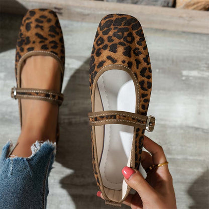 🩰 50% OFF NOW! 🌿 Comfortable PU Ballet Flats – Suede-Look, Adjustable Strap & Square Toe – All-Day Comfort 🌸