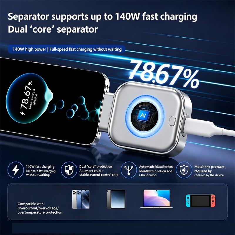 🌞Summer Awakening: 50% Off!⚡140W Super Fast Charger with AI Auto Shutdown – USB-C PD3.1 – Intelligent Battery Protection – Universal for iPhone, MacBook & Tablets