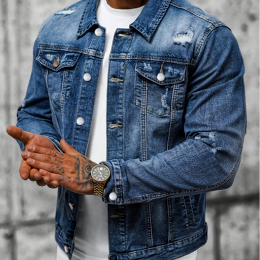 ⏳Time-Limited Special⏰Men’s Casual Vintage-Wash Distressed Denim Jacket