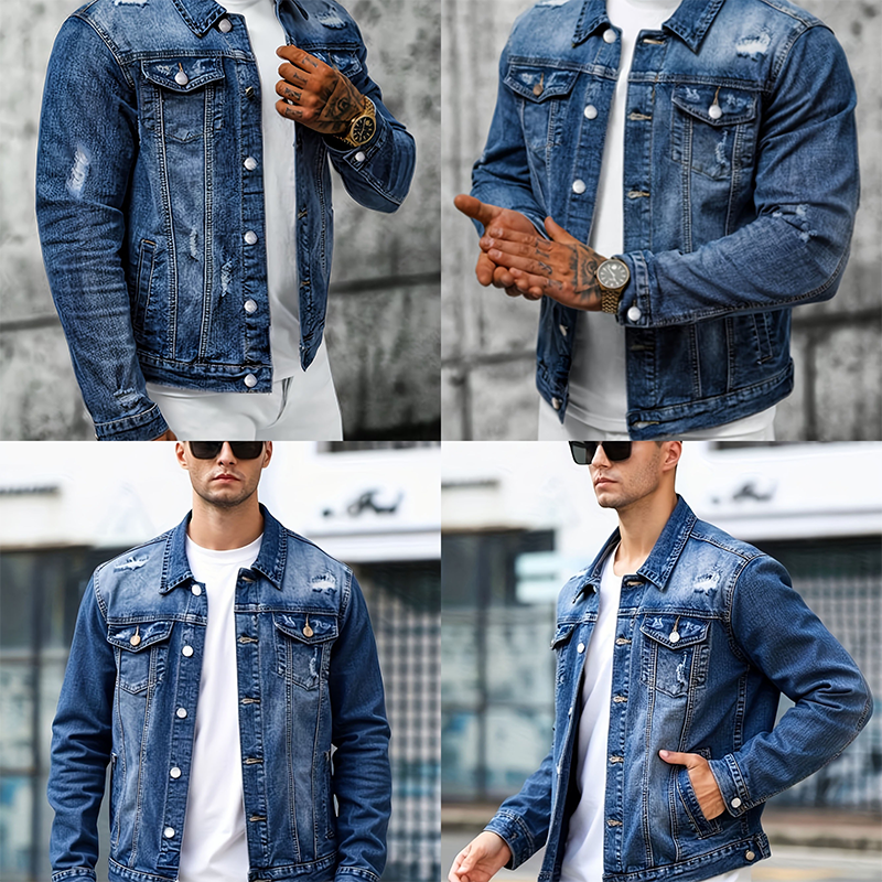 ⏳Time-Limited Special⏰Men’s Casual Vintage-Wash Distressed Denim Jacket