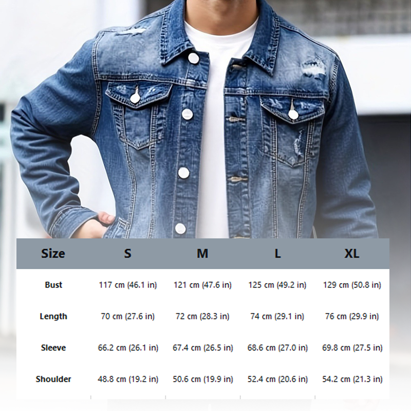 ⏳Time-Limited Special⏰Men’s Casual Vintage-Wash Distressed Denim Jacket