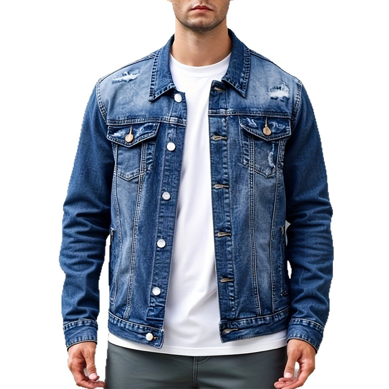 ⏳Time-Limited Special⏰Men’s Casual Vintage-Wash Distressed Denim Jacket