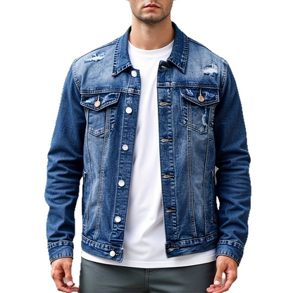 ⏳Time-Limited Special⏰Men’s Casual Vintage-Wash Distressed Denim Jacket