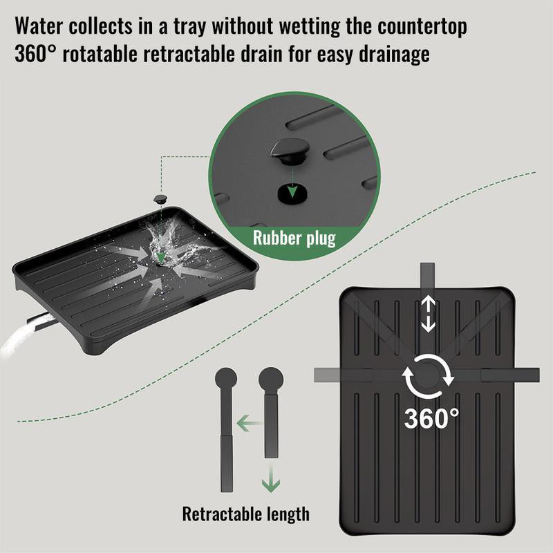 🥳2026 HOT SALE🥳💞50K+ SOLD!🥘💧 50% OFF + Free Shipping! Dish Drying Rack – Two tiers, stable vertical slots. Rotating spout keeps counter dry. No more puddles! 🛡️✅