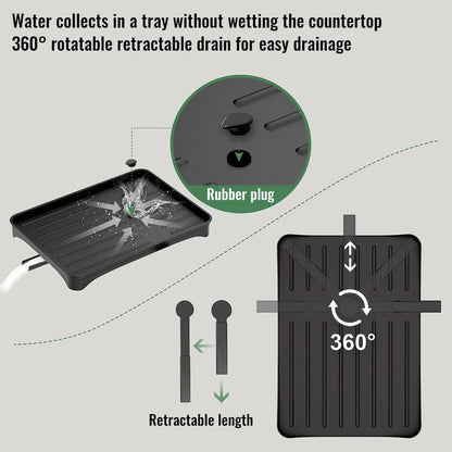 🥳2026 HOT SALE🥳💞50K+ SOLD!🥘💧 50% OFF + Free Shipping! Dish Drying Rack – Two tiers, stable vertical slots. Rotating spout keeps counter dry. No more puddles! 🛡️✅