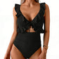 🎉 LIMITED TIME 50% OFF! 🩱 Ruffle V-Neck Swimsuit – Tummy Control & Adjustable Tie-Back Fit 🌊