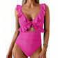 🎉 LIMITED TIME 50% OFF! 🩱 Ruffle V-Neck Swimsuit – Tummy Control & Adjustable Tie-Back Fit 🌊