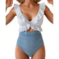 🎉 LIMITED TIME 50% OFF! 🩱 Ruffle V-Neck Swimsuit – Tummy Control & Adjustable Tie-Back Fit 🌊
