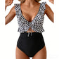 🎉 LIMITED TIME 50% OFF! 🩱 Ruffle V-Neck Swimsuit – Tummy Control & Adjustable Tie-Back Fit 🌊