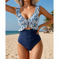 🎉 LIMITED TIME 50% OFF! 🩱 Ruffle V-Neck Swimsuit – Tummy Control & Adjustable Tie-Back Fit 🌊