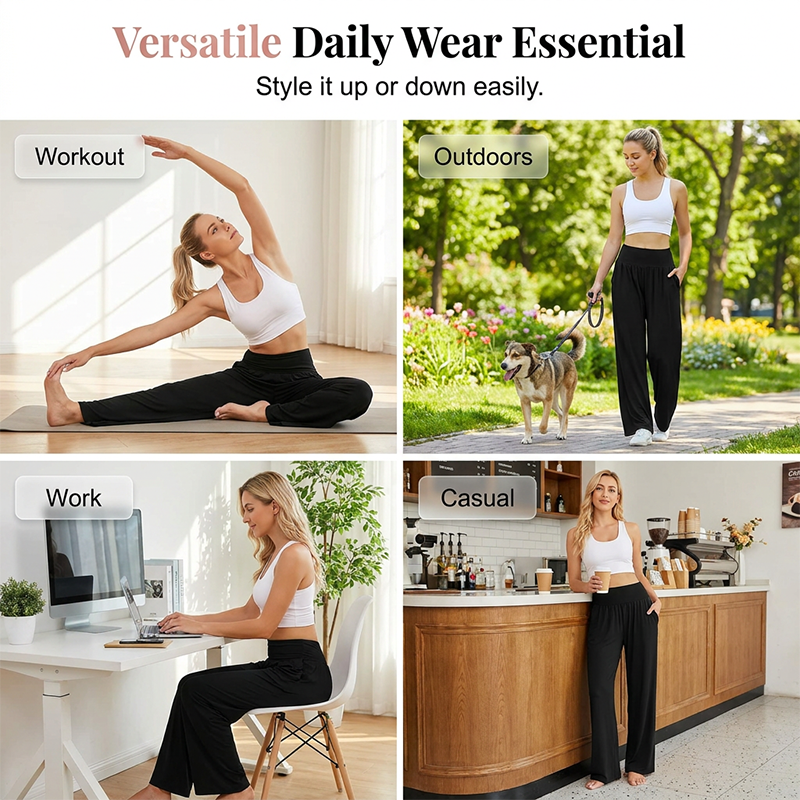 Women's High-Waist Yoga & Lounge Pants with Pockets