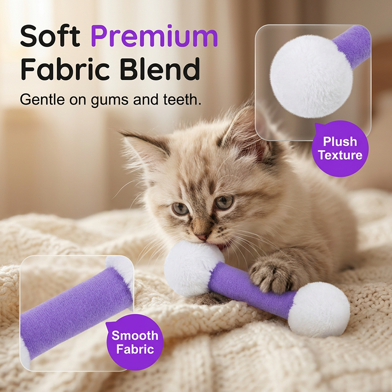 Plush Dumbbell-Shaped Teething Toy for Cats and Dogs