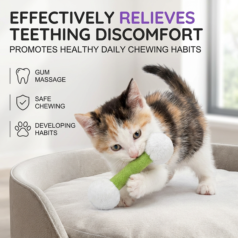 Plush Dumbbell-Shaped Teething Toy for Cats and Dogs